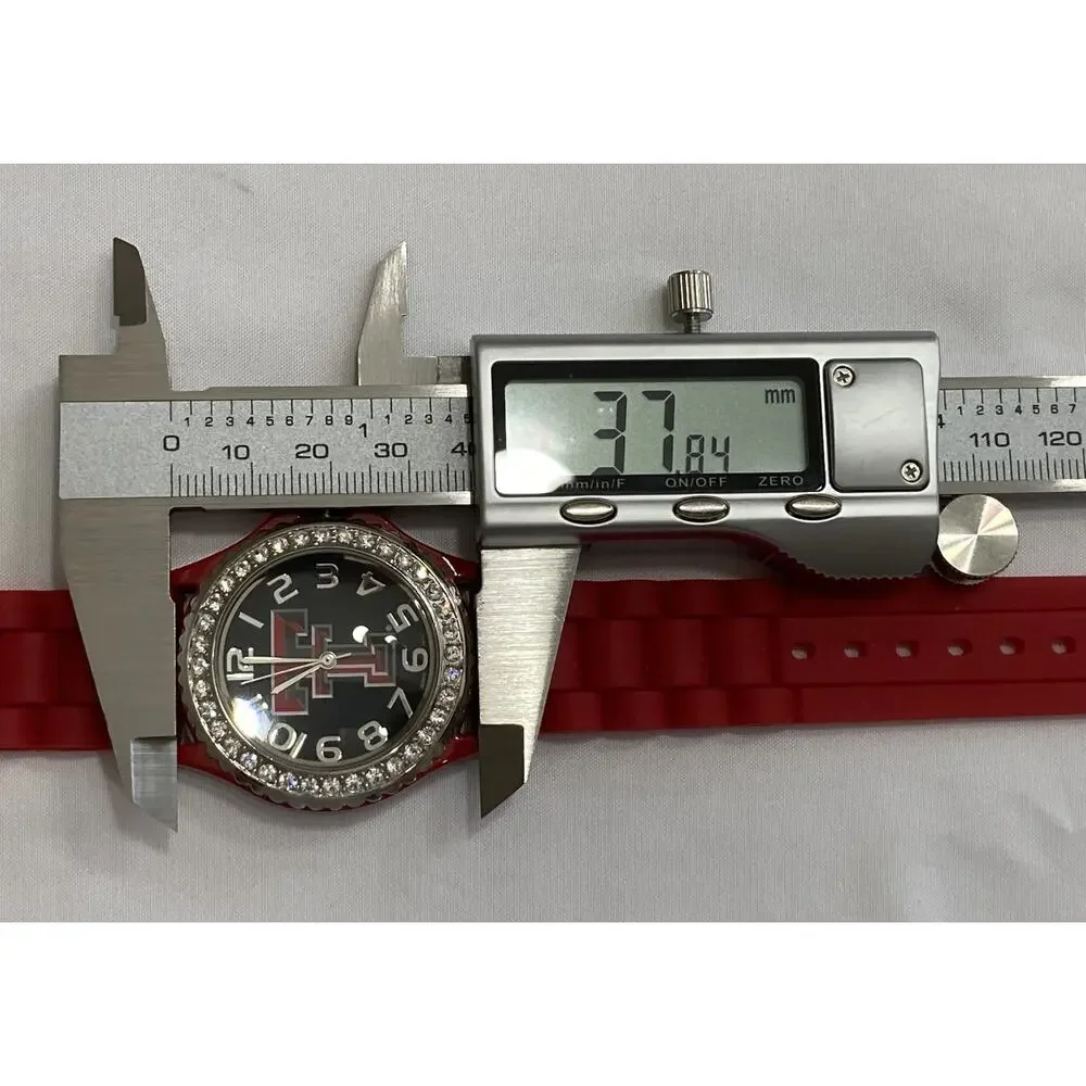 Texas Tech Red Raiders Ladies Crystals Watch, Red Band, NCAA